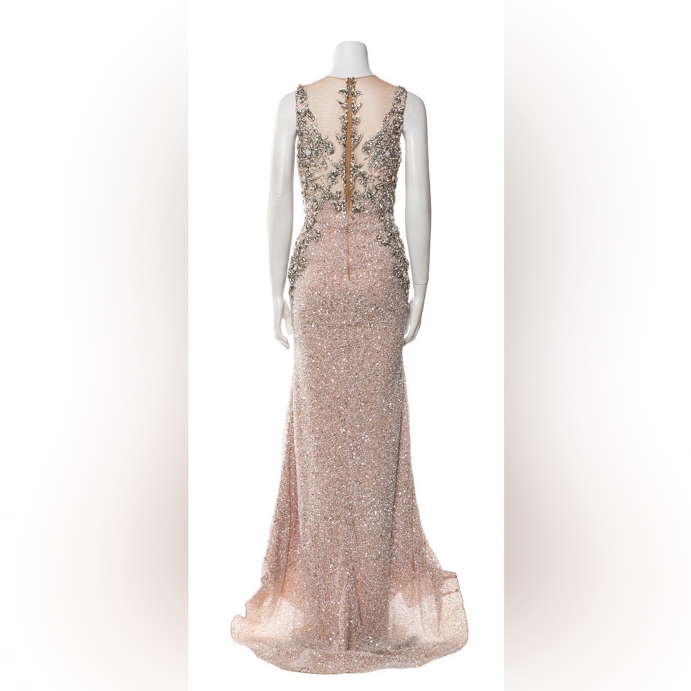 Portia and Scarlett Blush Sequin Gown Silver and Nude PS21413C - Picture 2 of 4